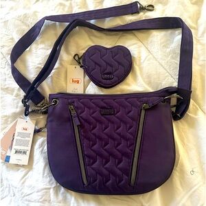NWT Lug Swivel Convertible purple purse with coin purse